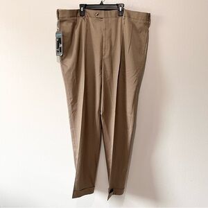 SAVANE-NWT Men's Tan Dress Pants with Expandable Waistband Size 44W 30L